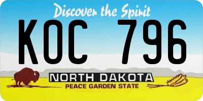 ND license plate KOC796