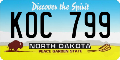 ND license plate KOC799