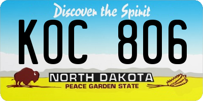 ND license plate KOC806