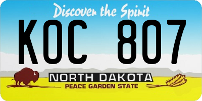 ND license plate KOC807