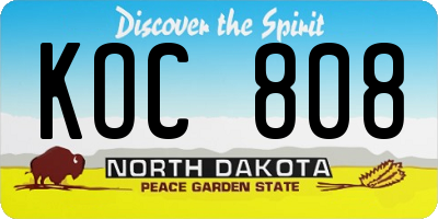 ND license plate KOC808