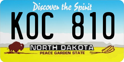 ND license plate KOC810