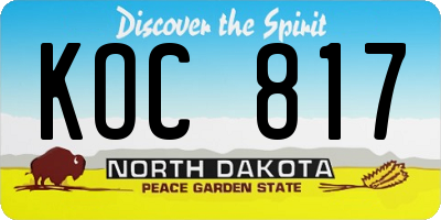 ND license plate KOC817