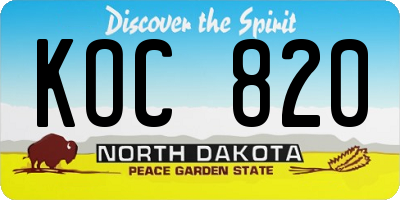 ND license plate KOC820