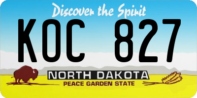 ND license plate KOC827