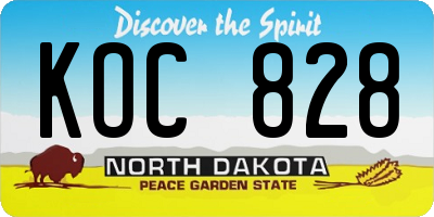 ND license plate KOC828