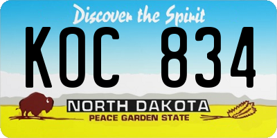 ND license plate KOC834