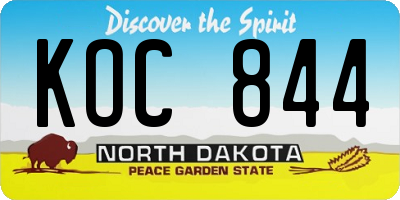 ND license plate KOC844