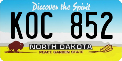 ND license plate KOC852