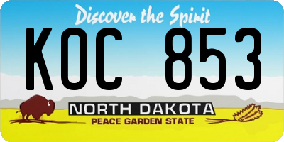 ND license plate KOC853