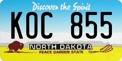 ND license plate KOC855
