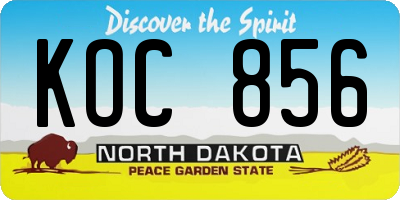 ND license plate KOC856