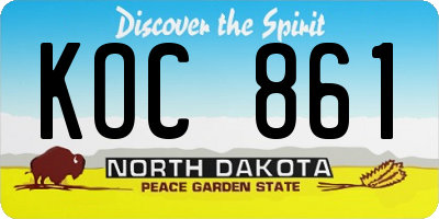 ND license plate KOC861