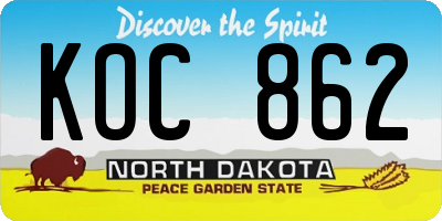 ND license plate KOC862