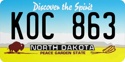 ND license plate KOC863