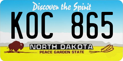 ND license plate KOC865
