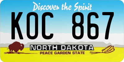 ND license plate KOC867