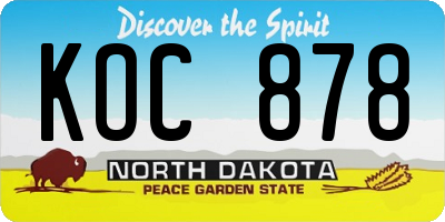 ND license plate KOC878