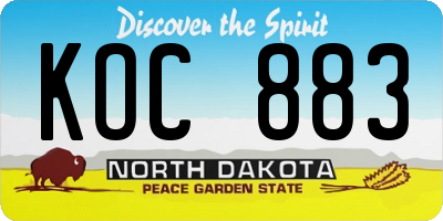 ND license plate KOC883