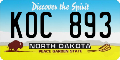 ND license plate KOC893