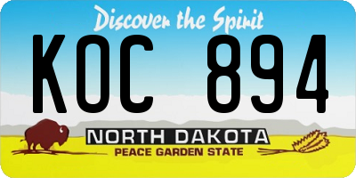 ND license plate KOC894