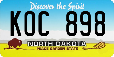 ND license plate KOC898