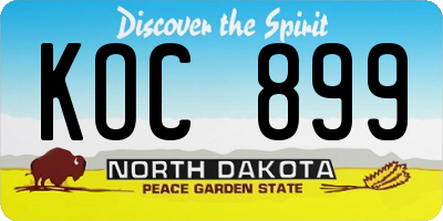 ND license plate KOC899