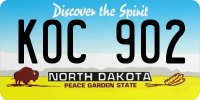 ND license plate KOC902