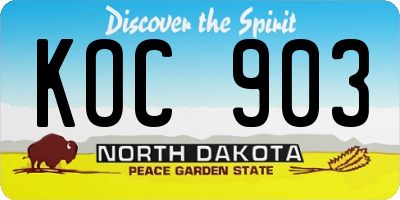 ND license plate KOC903