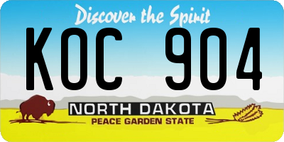 ND license plate KOC904
