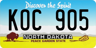 ND license plate KOC905