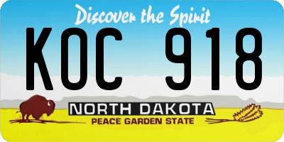 ND license plate KOC918