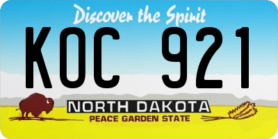 ND license plate KOC921