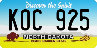 ND license plate KOC925