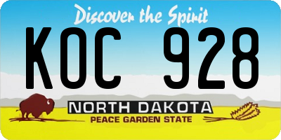 ND license plate KOC928