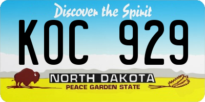 ND license plate KOC929