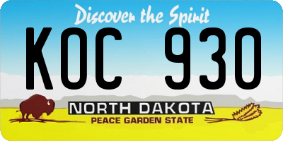 ND license plate KOC930