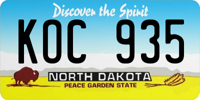 ND license plate KOC935
