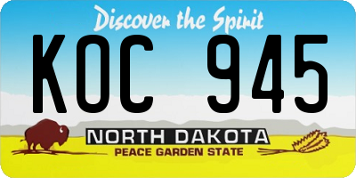 ND license plate KOC945