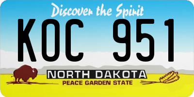 ND license plate KOC951