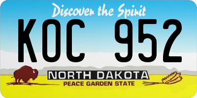 ND license plate KOC952