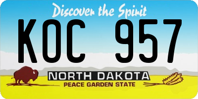 ND license plate KOC957