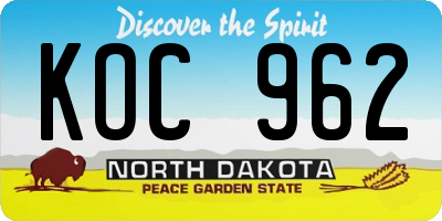 ND license plate KOC962