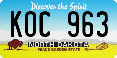 ND license plate KOC963