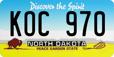 ND license plate KOC970