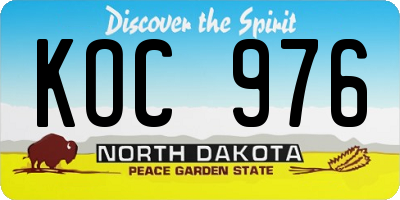 ND license plate KOC976