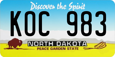 ND license plate KOC983