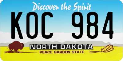 ND license plate KOC984