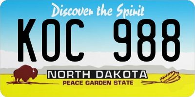 ND license plate KOC988