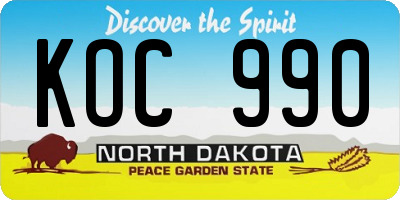 ND license plate KOC990
